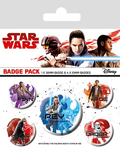 Star Wars, BP80610, Star Wars The Last Jedi - Icons Badge Pack, Multi-Color, 10 x 12.5cm