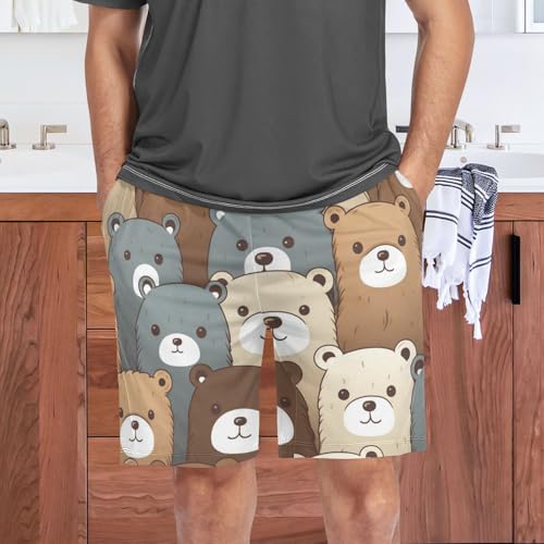 Bear Pajama Short for Men, Men's Pajama Bottoms, Lounge Sleepwear for Dad's Gift2
