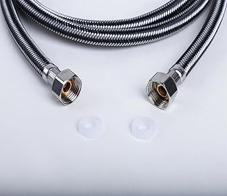 Stainless Steel Braided Hose Flexible Water Plumbing Pipe Bathroom Kitchen Sink Hot Cold Water Inlet Hoses for Toilet/Taps G1/2 X G1/2 1M Long