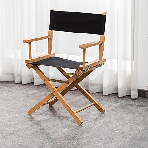 Portable Folding Director's Chair with Canvas Backrest - Adjustable Height Wooden Stool for Artists & Barbers - 24in/61cm Lightweight & Durable Seating