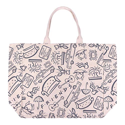 Cerdá Life'S Little Moments 2100003324, Bolsos De Tela De Friends Con Licencia Oficial Warner Bros Para Mujer, Beige, 49 X 45 X 17 Cm