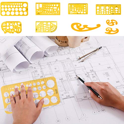 WOWOSS 9 Pezzi Righelli Geometrici in Plastica