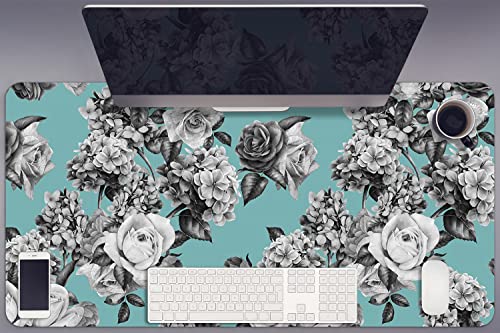 Sous-main bureau roses noires et blanches tapis géant pour coin télétravail