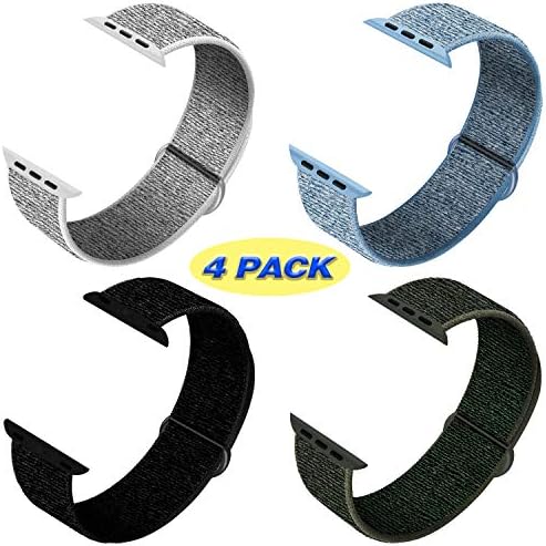 QIENGO 4Pack Compatible for Apple Watch Band 38mm 40mm，Adjustable Soft Lightweight Breathable Sports Replacement Band for Series 5 4 3 2 1(4PackB)