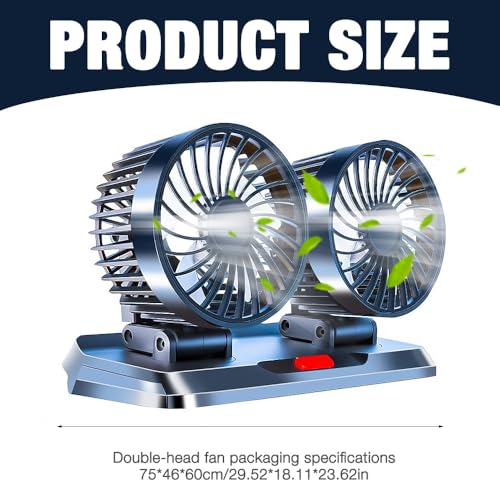 CLIUNT Auto Ventilator, 5V USB Doppelkopf Autolüfter, 360 Grad drehbar Doppelköpfiger Ventilator Auto mit 3 Geschwindigkeiten Doppellüfter, für 5Volt Autos, LKWs, SUV