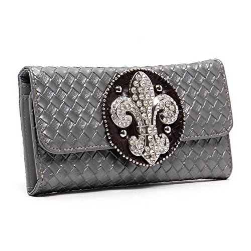 Western Rhinestone Bling Fleur De Lis Wallet