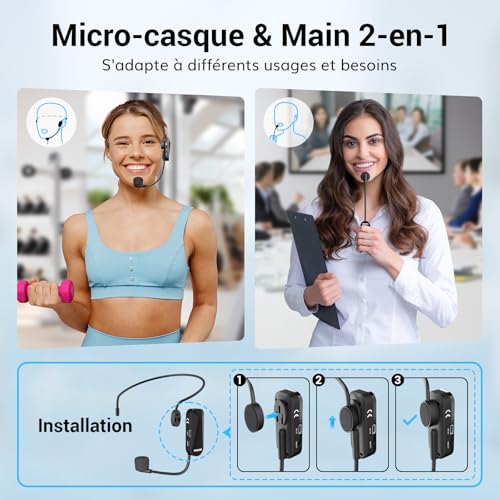 Micro sans fil TONOR 20 M contre les interférences pour visites guidées