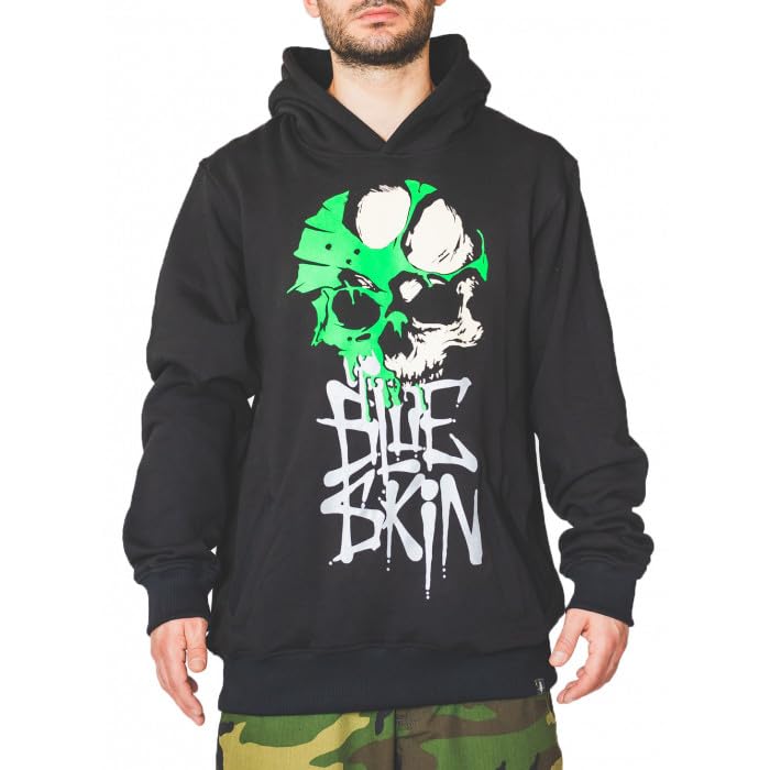 Felpa Cappuccio Baggy BLUESKIN Skull Skate Hip Hop theblueskin-L