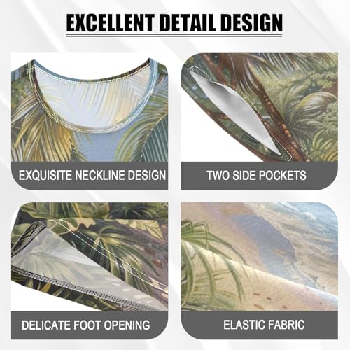 ALAZA Tropical Leaves Beach Landscape Pajama Set Short Sleeve Sleepwear Soft Lounge Nightwear4