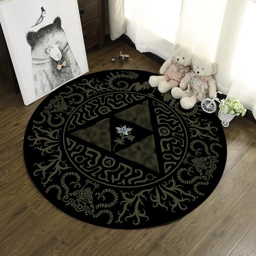 Image of Rugendary Popular Video Game Rug Gamer Room Rug, Round Floor Area Rug, Gaming Chair Mat, Playroom and Living Room Carpet Decor, Gamer Home Decor Gift (4x4 ft. Ultra Soft Quality, Round)