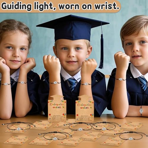 Image of gisgfim 40 Sets Graduation Gifts Compass Bracelet Bulk with Inspirational Gift Cards White Organize Bags for 2025 Graduation Present End of School Year Party Favor