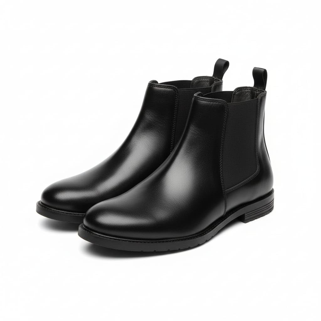 Men’s Chelsea Boots | Premium Synthetic Leather Ankle Boots | Slip-On Elastic Side Boots | Formal & Casual Wear | Lightweight & Comfortable