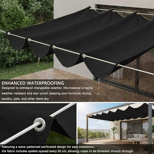 Toile ombrage exterieur noire haut de gamme 1.7x18m anti-UV avec œillets de fixation renforcés