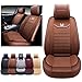 Car Seat Covers Premium Waterproof Faux Leather Cushion Universal Accessories Fit SUV Truck Sedan Automotive Vehicle Auto Interior Protector Front Pair (OS-008 Brown) 4.3/267