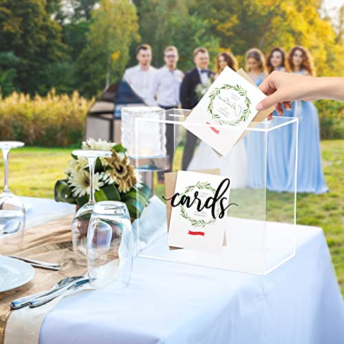 Image of Hooqict Clear Acrylic Wedding Card Box with Slot Large Blank Gift Card Boxes for Reception, Party, Wishing Well, Money Box Holder, Graduation Decorations, Baby Shower
