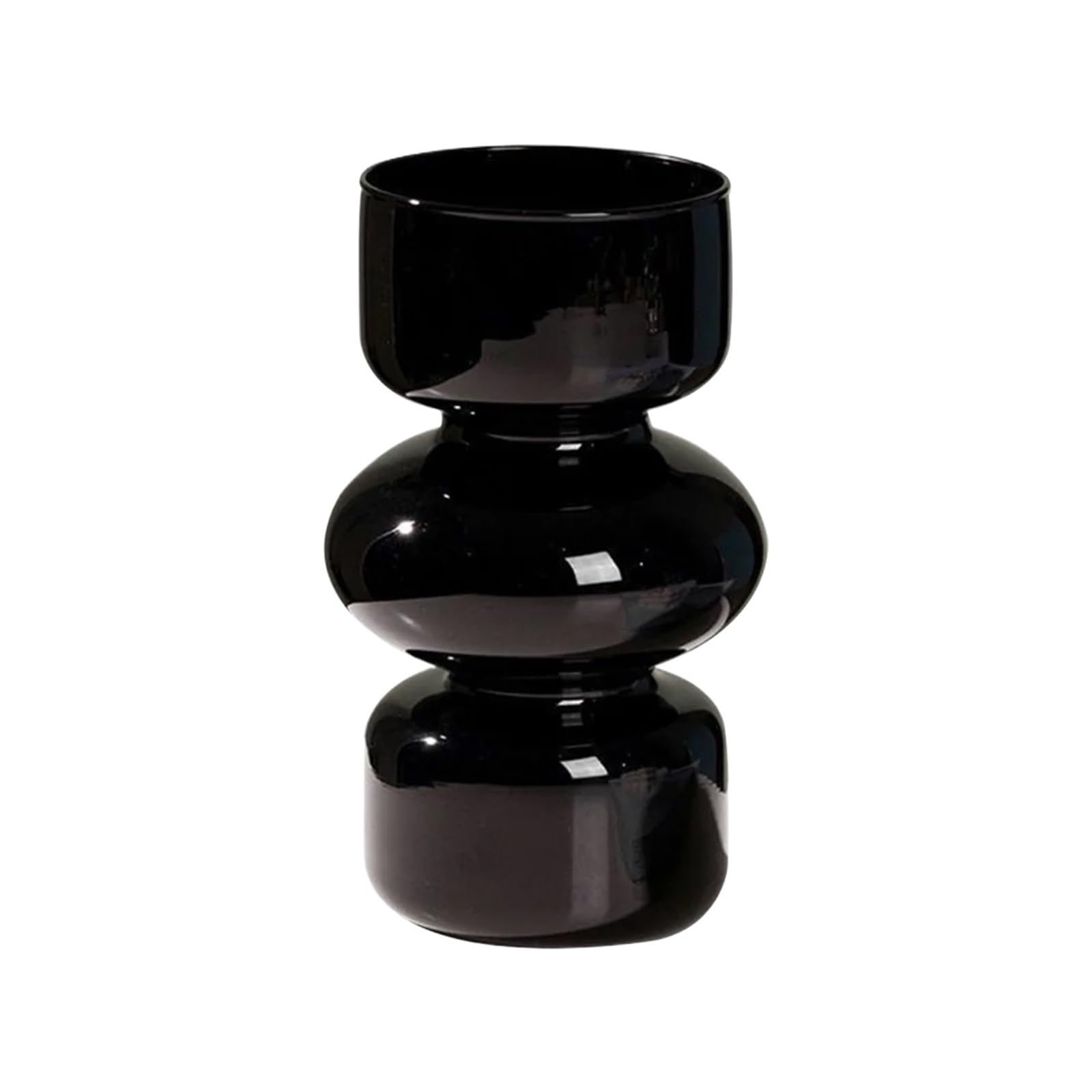 Vase 1pc Vintage Glass Flower Vase Desktop Ornaments Transparent Hydroponics Plant Vases For Wedding Party Home Decor(Black)