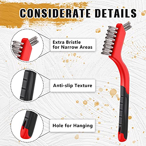 10 Pieces Wire Brush For Cleaning Welding Slag Rust, Brass And Stainless Steel Brush Head, Extra Bristles For Narrow Areas, Heavy Duty Mini Crimped Scratch Brush For Cleaning Grill Welding Slag Rust #TOP2