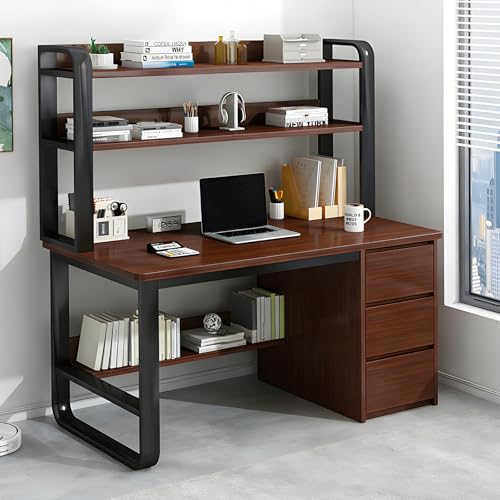 Consejos para Comprar Muebles de Oficina Usados Cdmx - los más vendidos. 47 HEAIMO Escritorio Minimalista con Librero y 3 Cajones, Escritorio Madera Moderno, Ergonómico y Estable, Escritorios con Repisas para Habitacion y Hogar Recamara, 112 * 48 * 147 CM...