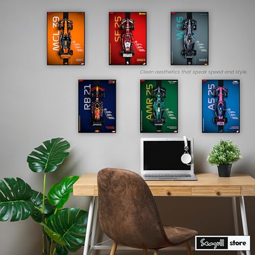 Image of Seagull Store F1 Formula One Car Posters 2025 - Pack of 6 | 8x12 inch (A4 Size) | 300 GSM Matte Laminated | Included Peel and Apply Tape on Back (now Providing free GlueDrops) | Self-Adhesive Posters | Wall Art for Bedroom, Living Room, Office, Garage Decor