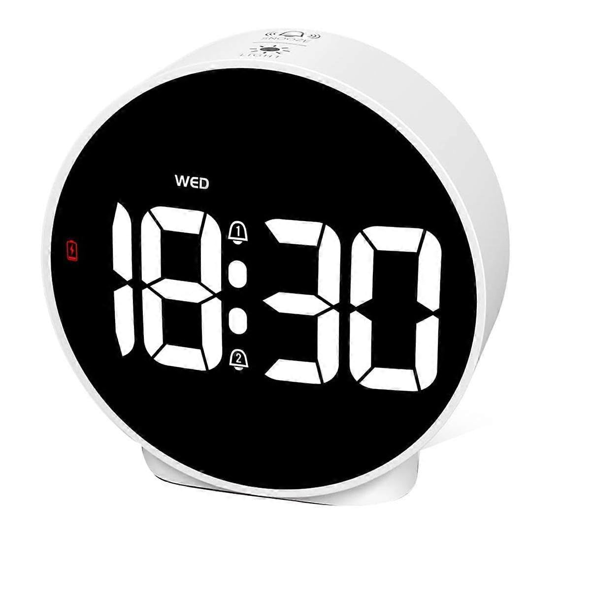 JOYHAPPST Alarm Clock Digital Travel Alarm Clocks Bedside Battery Mains Powered Dual Loud Alarms for Heavy Sl