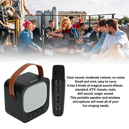 Alomejor Máquina de karaokê, alto-falante Bluetooth para karaokê, ajuste de agudos graves com microf
