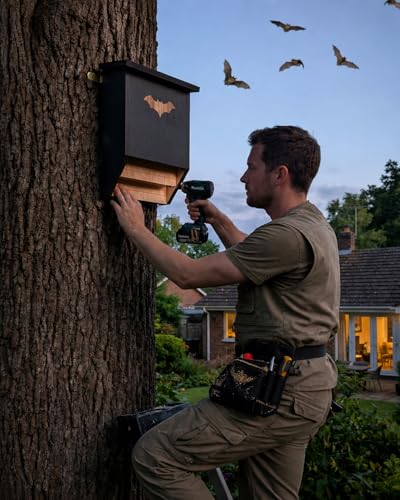 Image of Bat Houses, Weatherproof Two Chamber Bat Box for Outdoors