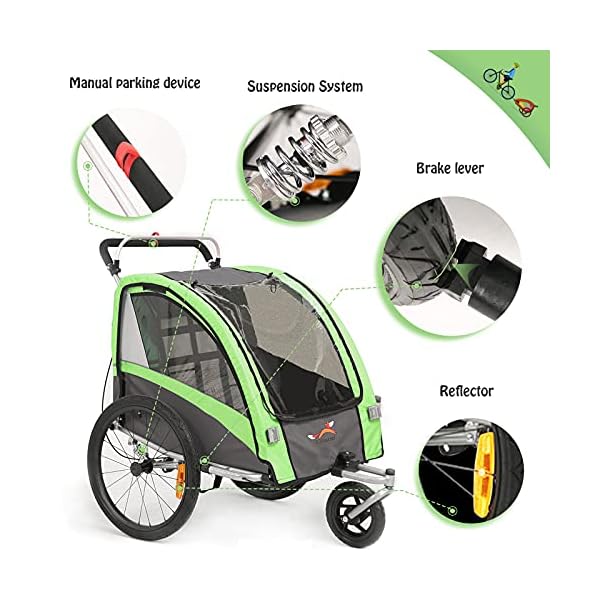 Fiximaster 2020 2 in 1 Multifunktions Fahrradanhänger Kinderwagen Kinderwagen Kinderwagen Handwagen - Grün BT504S Neu … – Bild 6
