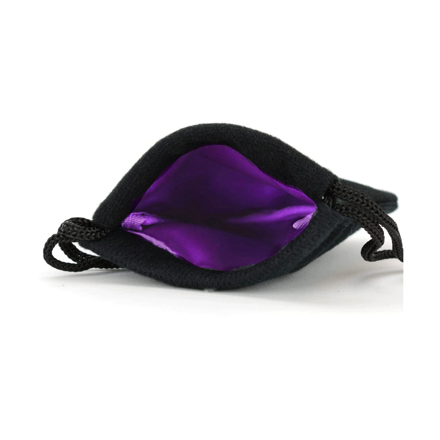 Small Dice Bag 3.75x4 Inch Velvet Double Stitched Snag Proof Satin Lining - Holds 21 Dice Comfortably - Purple Interior with Black Exterior