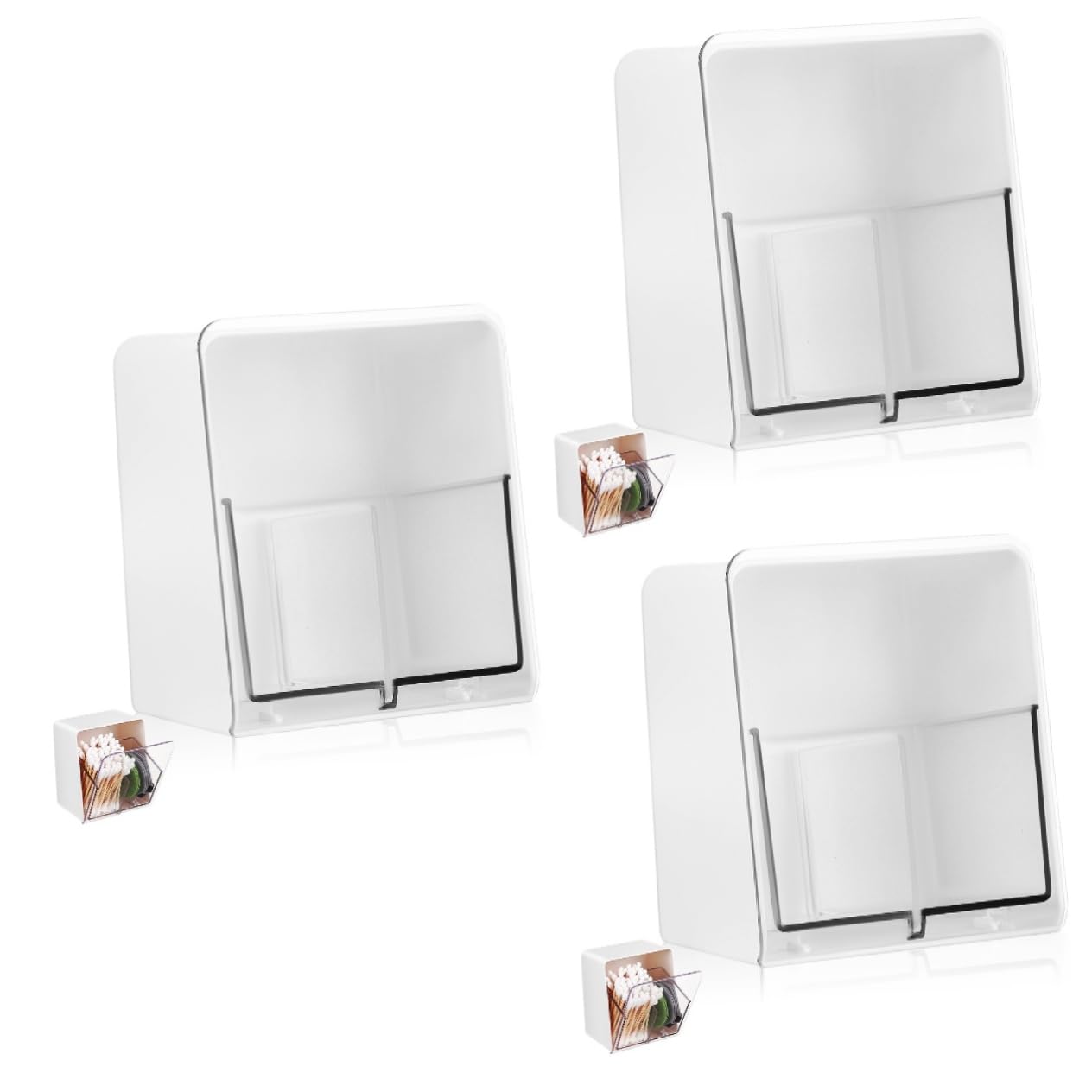 Alipis 3 Piezas Caja De Hisopos De Algodón Rondas De Algodón Bastoncillos De para Bebés Bolas De Gigantes Almohadillas Dispensador Soporte De El Plastico