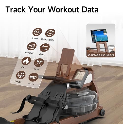 Image of JOROTO Water Rowing Machines for Home, Foldable Rowing Machine with 400LBS Weight Capacity, Dedicated Monitor & Bluetooth APP, Large Water Tank & Comfortable Seat for Immersive Water Rower