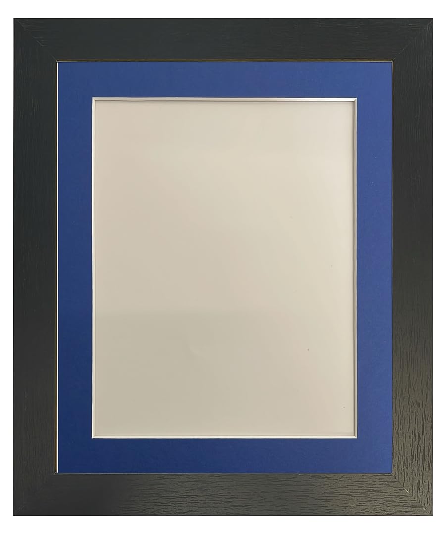 FRAMES BY POST Studio Black Ash Picture Photo Frame with Oxford Blue Mount 12 x 10 for Image Size 10 x 8 — image 1
