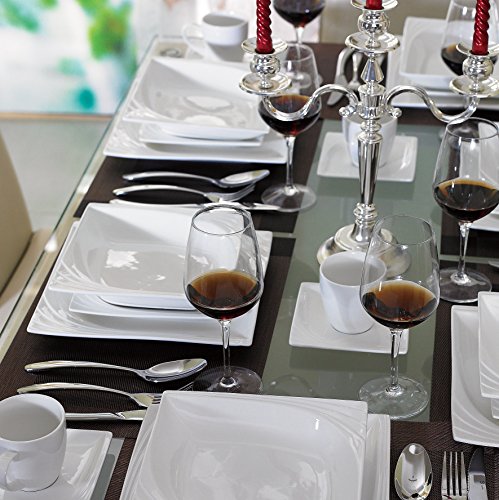 MALACASA, Serie Monica - Vajilla de porcelana (60 piezas, 12 platillos, 12 platos para tartas, 12 platos hondos y 12… - Imagen 7