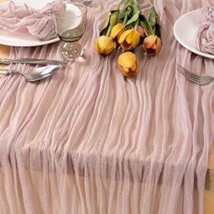 Mlmc 3 pack pink table runner easter cheesecloth table runner 10ft rustic gauze table decor 35×120 inches for spring wedding bridal baby shower birthday party decor  urban country home decor