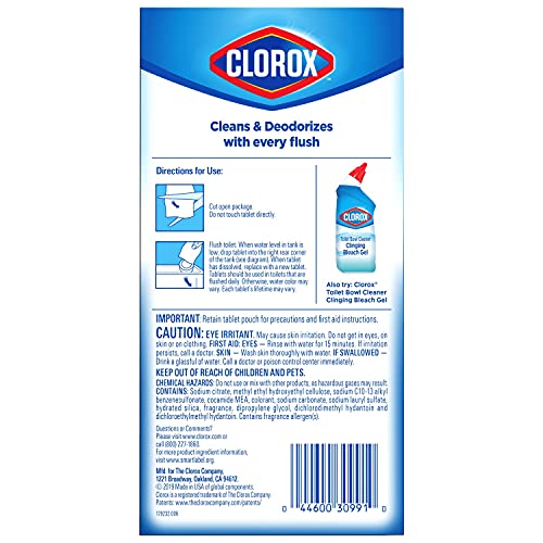 Clorox Ultra Clean Toilet Tablets Bleach & Blue, Rain Clean Scent 2.47 Ounces Each, 4 Count (Package May Vary) #TOP6