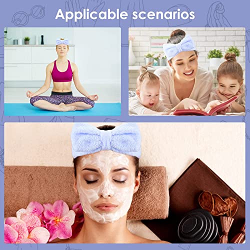 Molain Spa Headband, Bowknot Hair Bands Makeup Headbands Women Coral Fleece Elastic Headband Washing Face Hair Wrap For Washing Face Shower Sports Beauty Skincare (Blue) #TOP5
