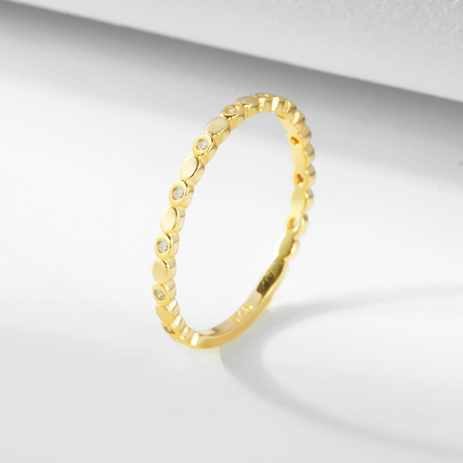 Anillos de diamante de oro amarillo, anillos de compromiso para mujer, oro auténtico, media eternidad, alianzas de aniversario con diamantes para mujeres