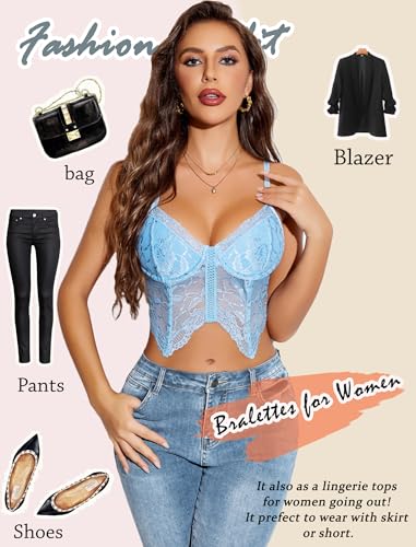 Image of Avidlove Lace Bralettes for Women Y2k Camisole Lingerie Adjustable Strap Crop Top