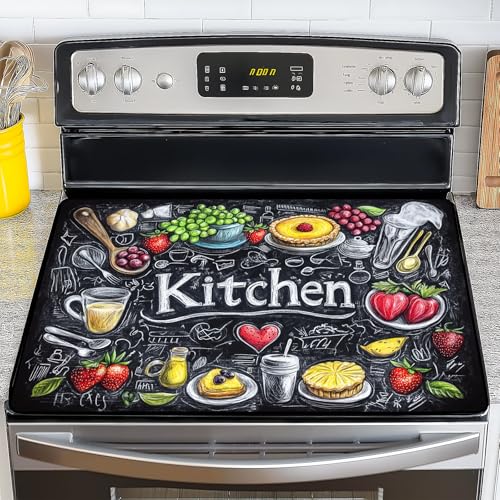 Image of Stove Top Cover for Electric Stove, Glass Stove Top Cover, 28.5x20.5 inch | Heat Resistant Foldable Scratch-Resistant Anti-Slip Rubber Coating