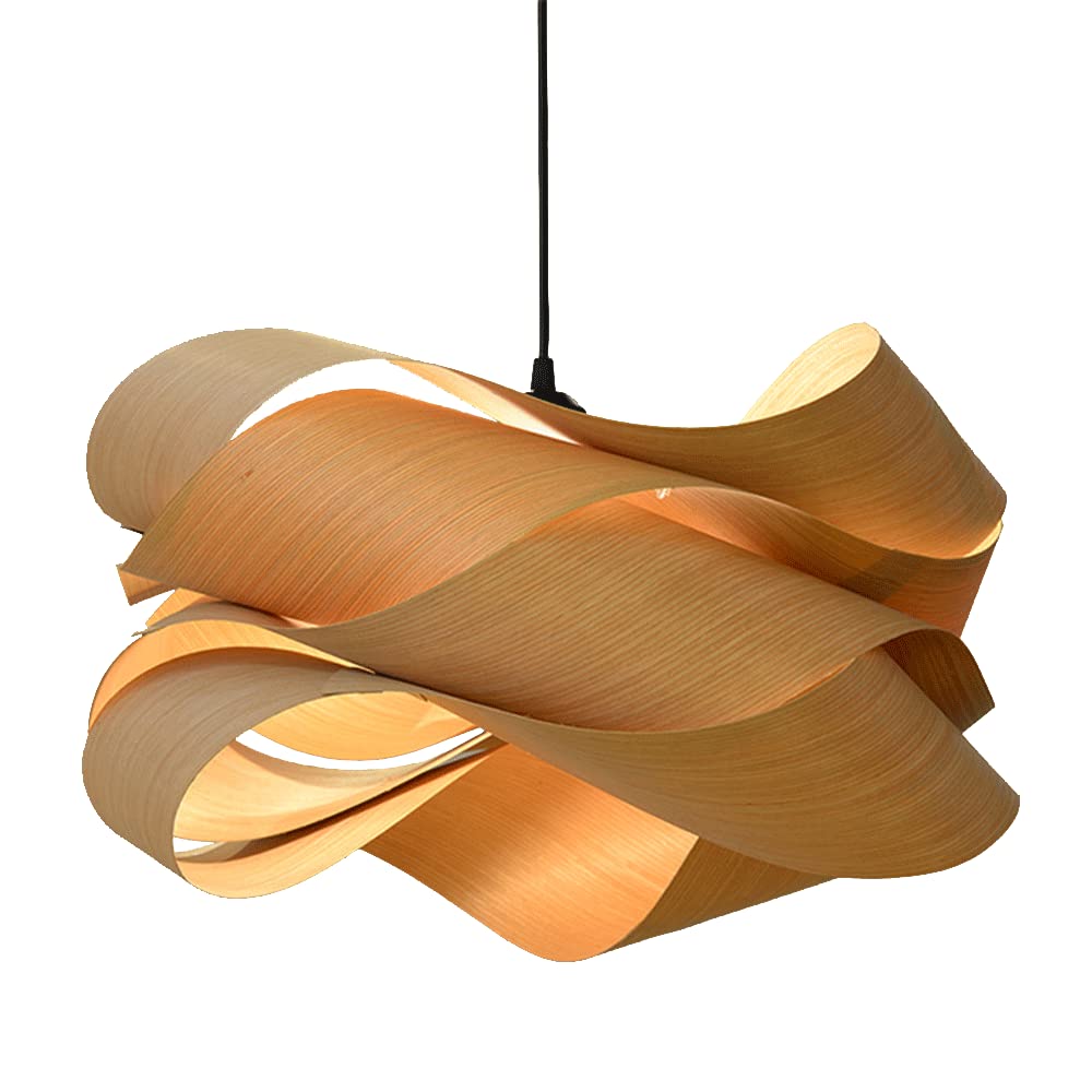 CHENKUI Solid Wood Craft Chandelier Fixture Modern Creative Design Pendant Lamp Adjustable Drop Chinese Lantern Semi Flush Mounted Rustic Ornaments for Kitchen Island Decoration