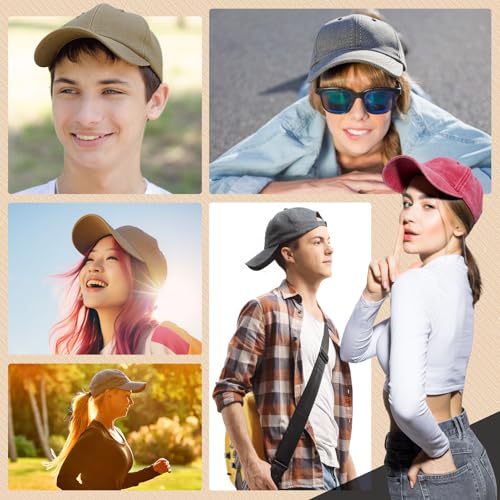 Utensilsto 3 Stück Baseballkappe Für Herren Und Damen, Verstellbar Baumwolle Baseball Cap Vintage Unisex Basecap Sonnenhut Sportkappe Für Outdoor Sport Leisure Reisen, Hellgrau, Khaki, Rot