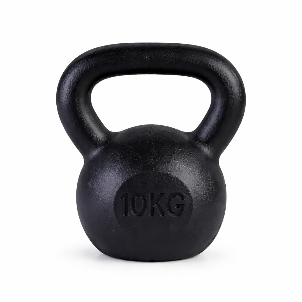 Vinyl Kettle bell Weight Set Exercise Home Gym Fitness Workout 4-20kg |Vinyl & Cast Iron Kettle bells Correct Shape And Size | Home And Gym Fitness Workout (Black (Cast IRON), 10 KG)