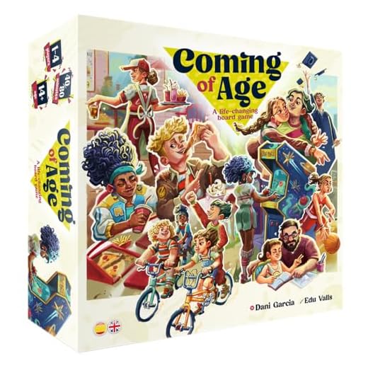 Ludonova Coming of Age, Gioco da tavolo strategico, a partire da 14 anni, da 1 a 4 giocatori, 40-80 minuti per partita, spagnolo/inglese
