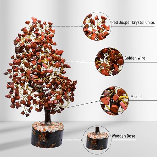 Image of Certified Red Jasper Crystal Tree for Good Luck - Healing Crystals Money Tree for Wealth, Positive Energy at Home Office - Decorative Spiritual Gifts for Vastu, House Warming