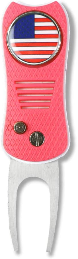 Foldable Golf Divot Repair Tool I Love USA,Bald Eagle,USA Flag,Statue of Liberty Pattern American Patriotism Magnetic Ball Marker (Multi-Colors/Fish Shape)