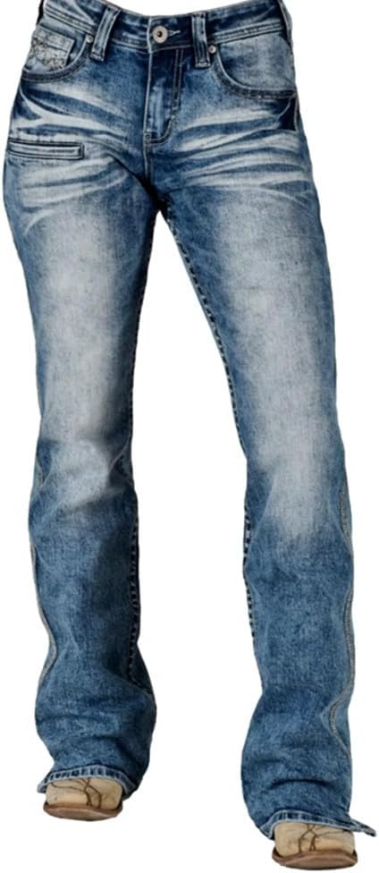 Cowgirl Tuff Western Jean Women Hot Shot III Bootcut Light Wash JHOTII