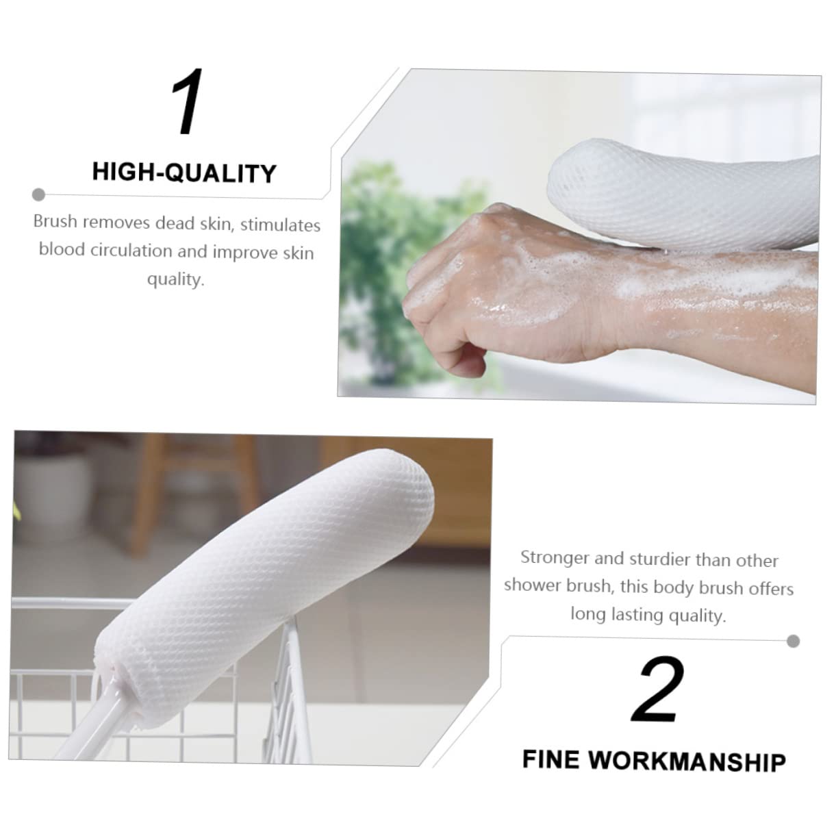 FRCOLOR 1Pc Long Handle Bath Brush Exfoliating Sponge Back Scrubber for Easy Bathing for Men Women and Elderly Stimulates Circulation Enhances Skin Quality