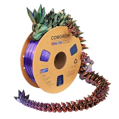 Image of Comgrow Tri-Colors Silk PLA 3D Printer Filament, Rainbow PLA Filament 1.75mm, Dimensional Accuracy + /- 0.02 mm, 1KG Spool, Coextrusion 3D Filament with Shiny Silk Copper-Green-Purple