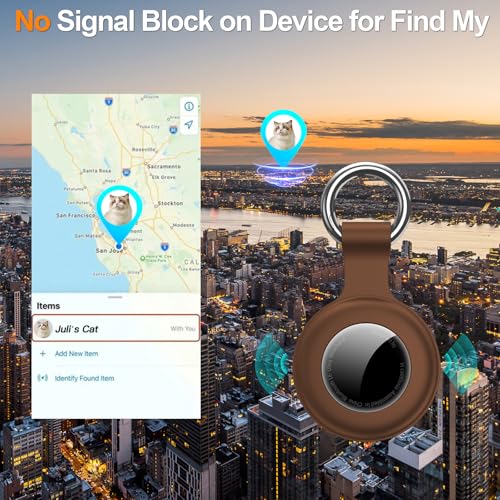 Image of 1|2|4Pack for Apple AirTag Holder,for Air Tag 2nd &1st Genaretion,Waterproof GPS Tracker Air Tag Keychain with Cover Anti-Scratch Silicone for Air-Tag Case for Pets,Kids-Blue+Brown+Orange+Rose Red