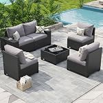 Aoxun Patio Furniture Set, Outdoor Patio Furniture Sets with 4in Thicken Cushion, Widen Armrests Wicker Outdoor Sectional for Backyard