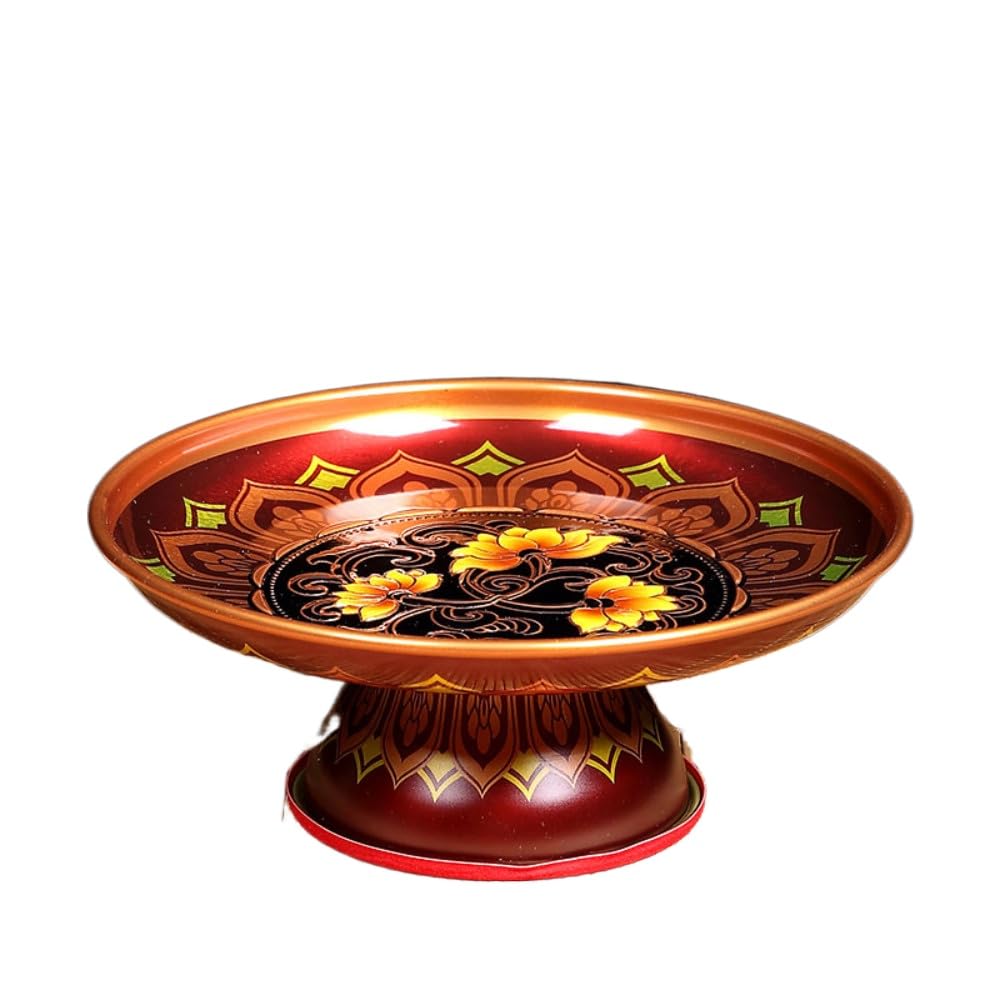 Plato de fruta de loto de aleación de 15 cm para decoración y ofrendas en el altar de Buda